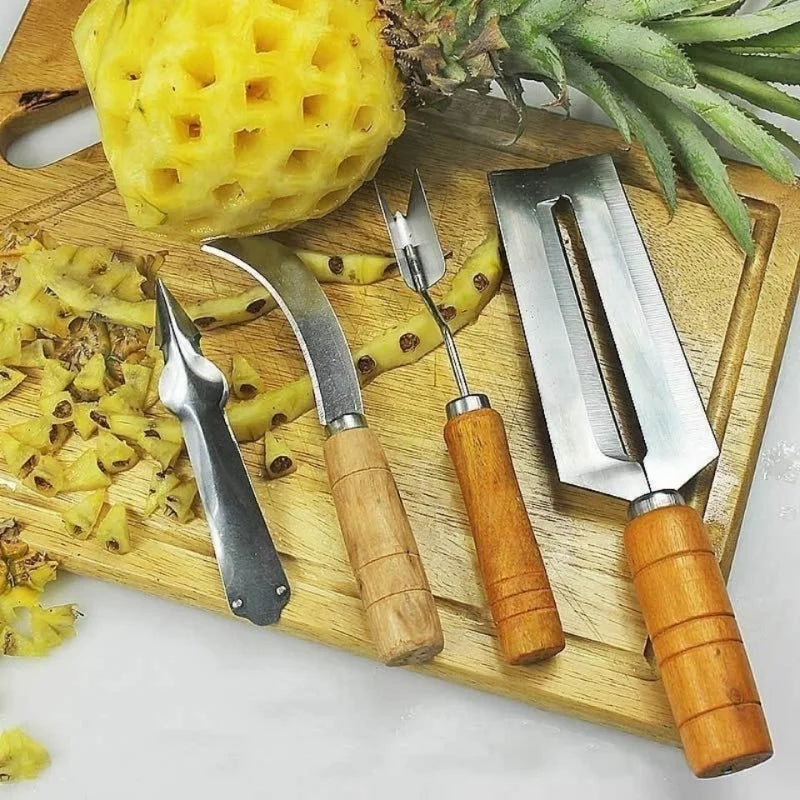 1 Set New Stainless Steel Pineapple Peeler Seed Remover Easy Sugarcane Knife Cutter Vegetable Fruit Salad Kitchen Gadgets