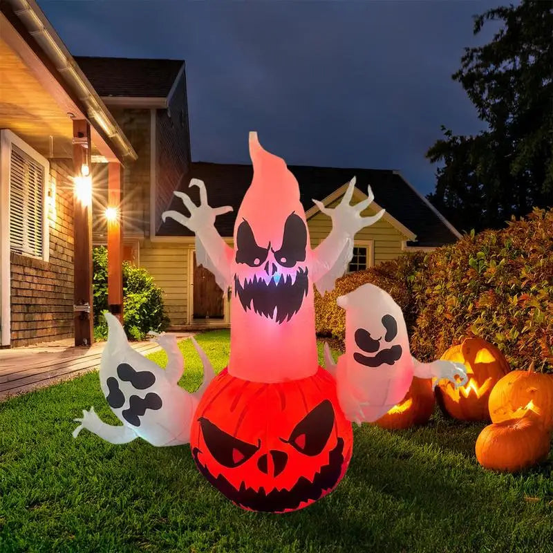 Halloween Inflatable Pumpkin Balloon Blow Up Film Ghost Decoration Yard Decorations Clearance With Build-In Leds For Balcony