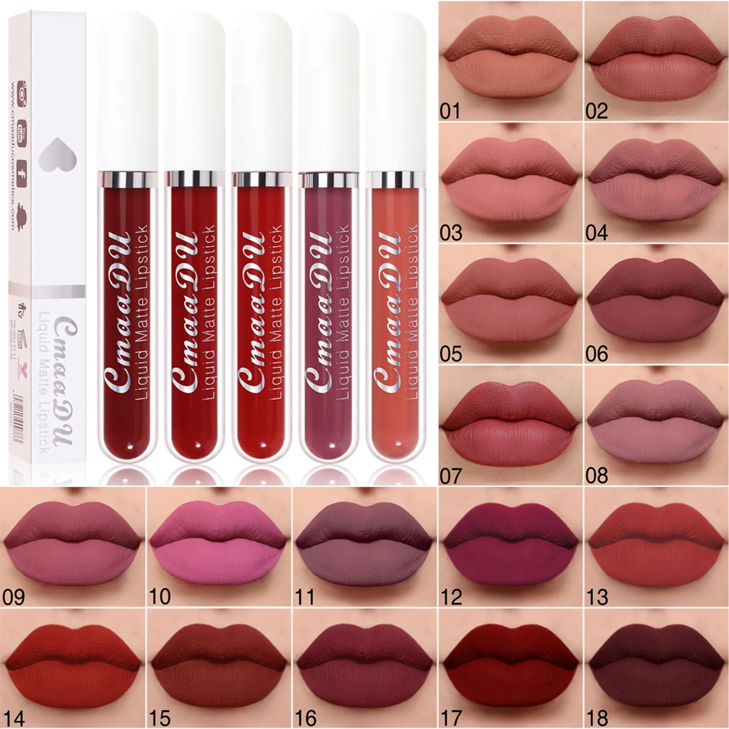 18 Colors Velvet Matte Lip Gloss Easy To Wear Long Lasting Waterproof Moisturizing Non-Stick Cup Liquid Lipstick  Lip Makeup