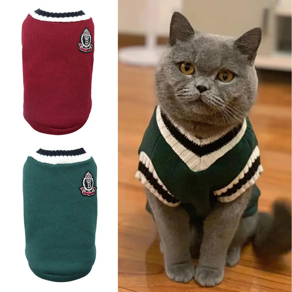 Pet Clothes Cat Solid Costume Winter Christmas Sweater for Small Dogs Kitten Pullover Puppy Cat Vest Clothes Kitty Jacket Outfit