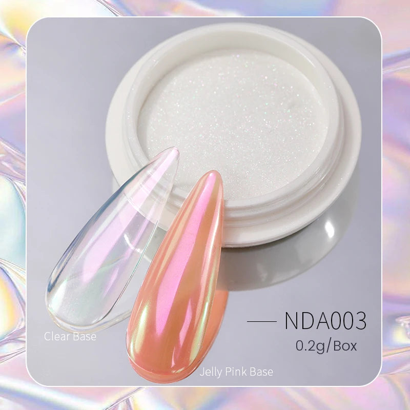 NICOLE DIARY Nail Powder Pigment Pearl White Rubbing on Nail Art Glitter Dust Chrome Aurora Manicure  Decoration DIY