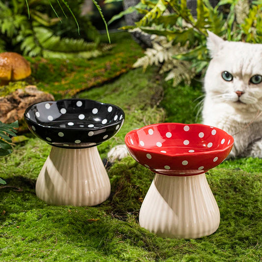 Ceramic Cat Bowl Creative Cute Mushroom Shape Puppy Dog Feeder Pet Feeding And Water Eatting Bowl Drinker Porcelain Pet Supplies