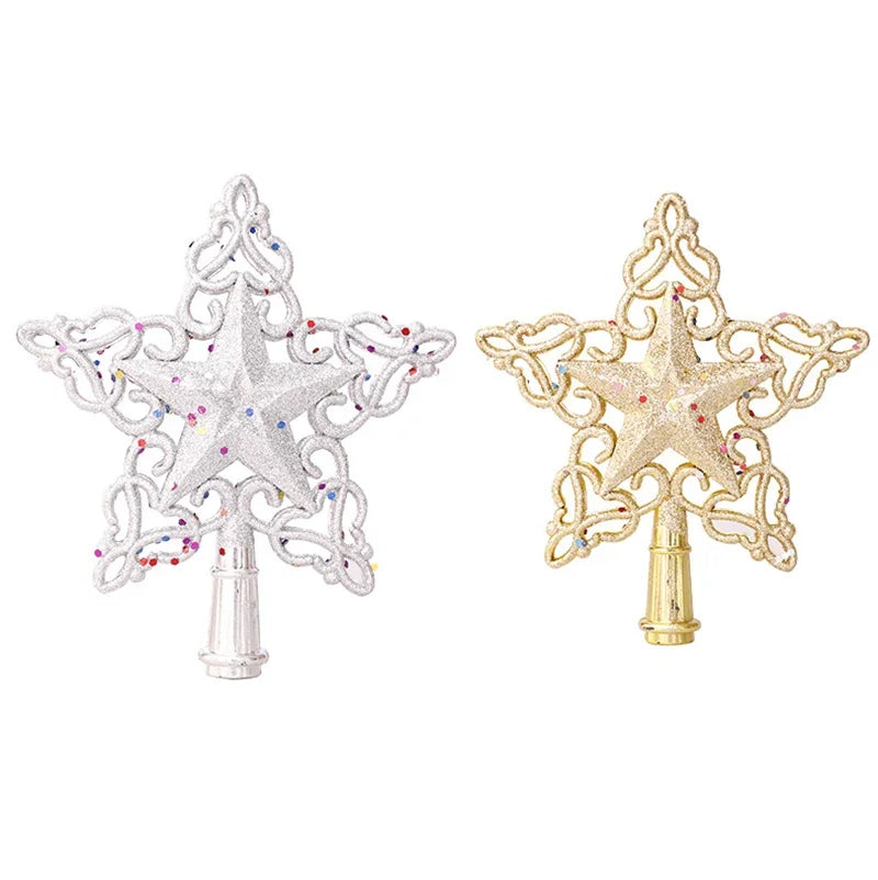 Christmas Tree Toppers Star Xmas Tree Decor Ornaments Gold Silver Star Christmas Decorations For Home Xmas 2023 Navidad New Year