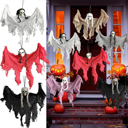 Horror Halloween Hanging Skeleton Decorations Linen Hanging Ghost Haunted House Scary Props Halloween Home Garden Party Supplies