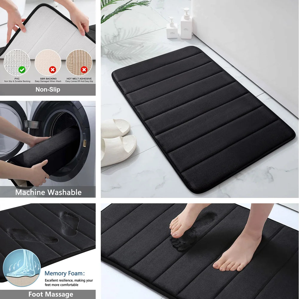 1/2/3Pieces Memory Foam Bath Mat Sets 40x60CM/50x80CM/50x60CM U-Shaped Water Absorption Toilet Mat for Bathroom Rugs Foot Mat