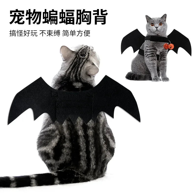 Halloween Cute Pet Dog Cat Clothes Black Bat Wings Harness Costume Cosplay Party Pets Decoration Supplies Cats Dogs Accessories