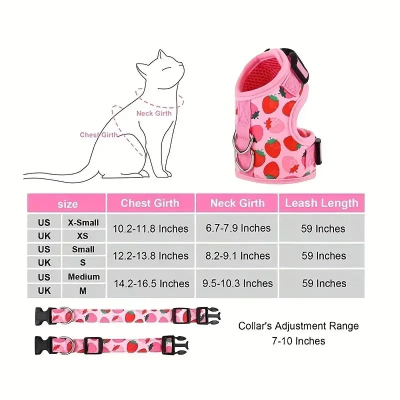 Cat Harness for Cats Puppy Kitten Summer Mesh Pet Harness and Leash Set Adjustable Vest Walking Lead Leash For Small Medium Dogs