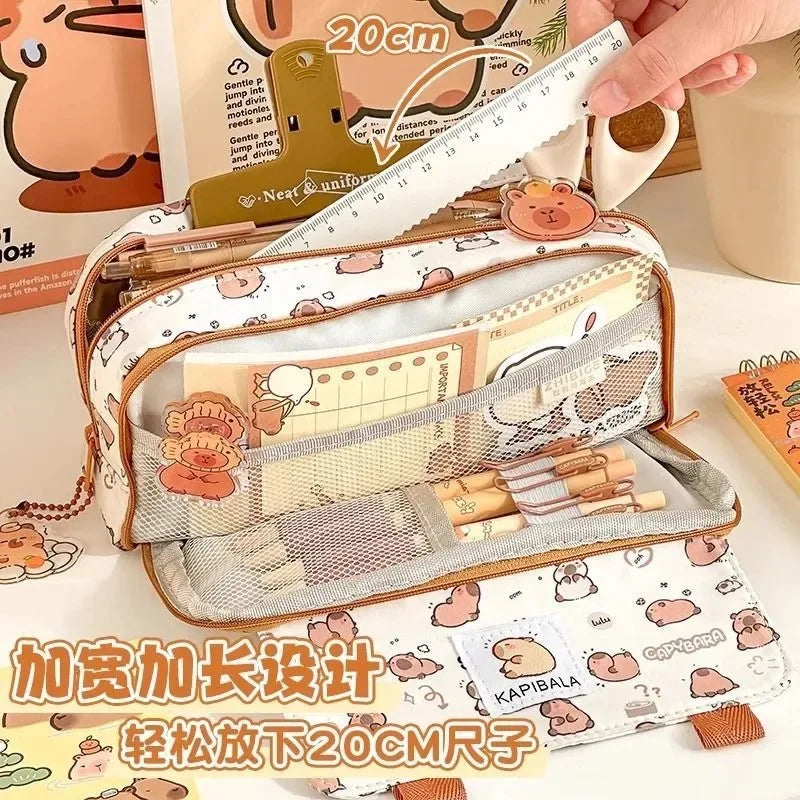 Kawaii Capybara Pencil Cases Large Capacity Pencil Bag Pouch Holder Box for Kids Office Student Stationery School Supplies Gift