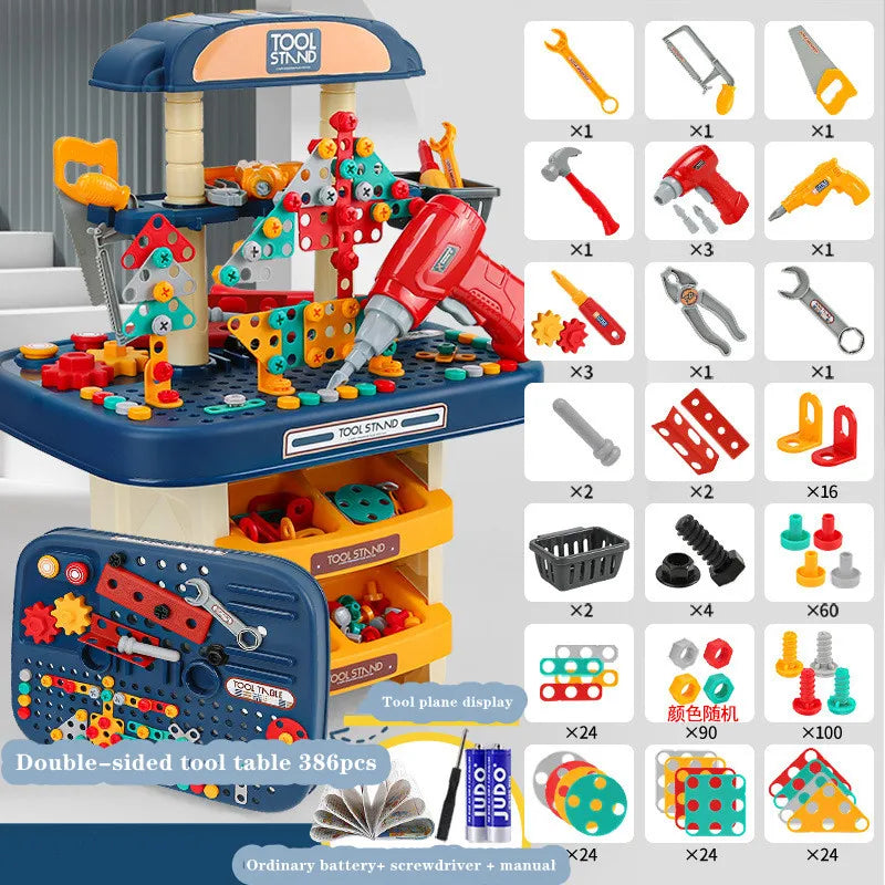 Kids Simulation Repair Tool Bench 246pcs Set Diy Electric Drill Screwdriver Disassembly Accessories Game Educational Toy Gifts