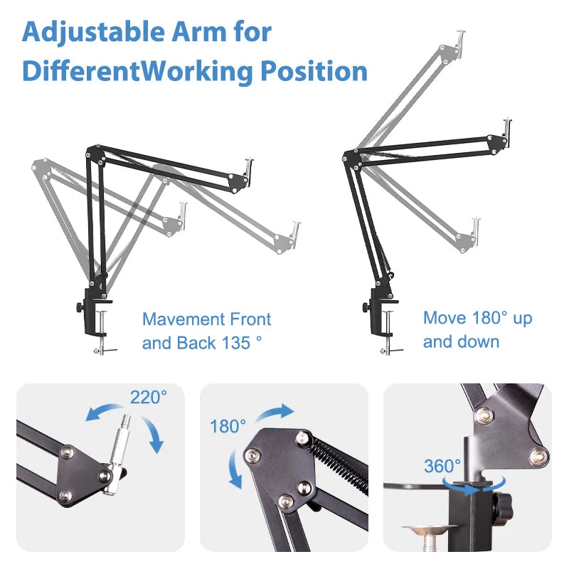 LED Video Light Kit USB Photography Studio Lighting with Desk Arm Tripod Stand for Live Streaming Video Recording Makeup