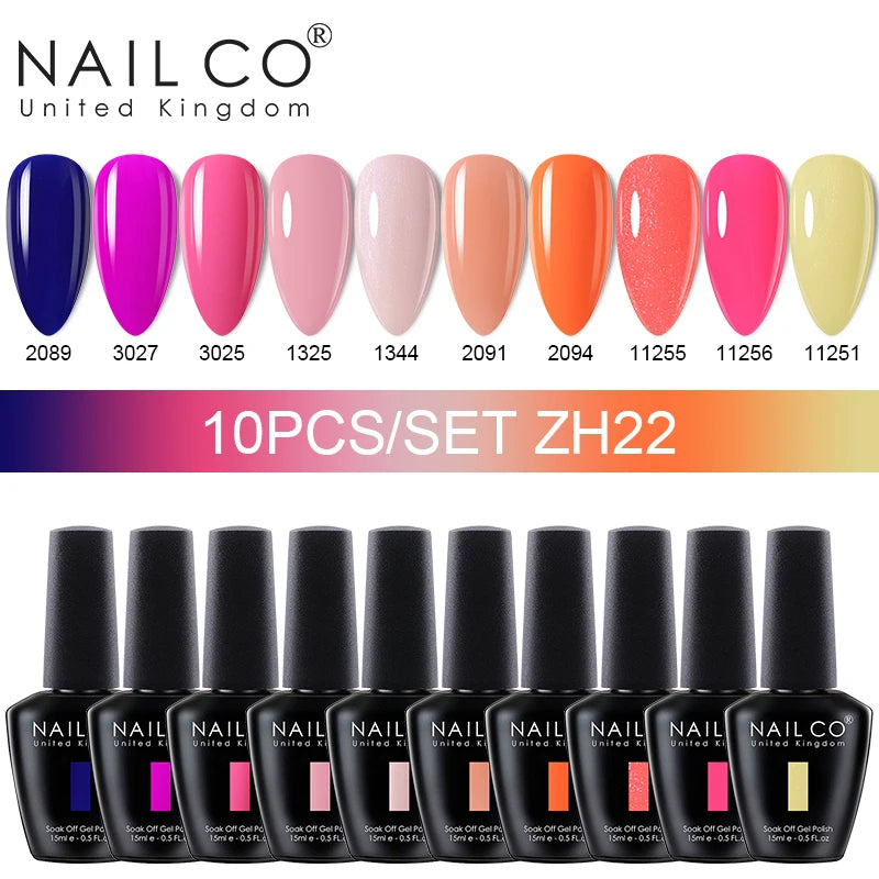 NAILCO 15ml 10/20pcs Gel Nail Polish Set Spring Summer Color UV Gel Nail Art All For Manicure  Gel Paint For DIY Professionals