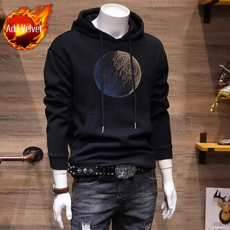 Cotton Man Hoodies Graphic Black Sweatshirts for Men S Harajuku Fashion New in Cheap Tops Sweat Shirt Korean Style Y2k Clothes