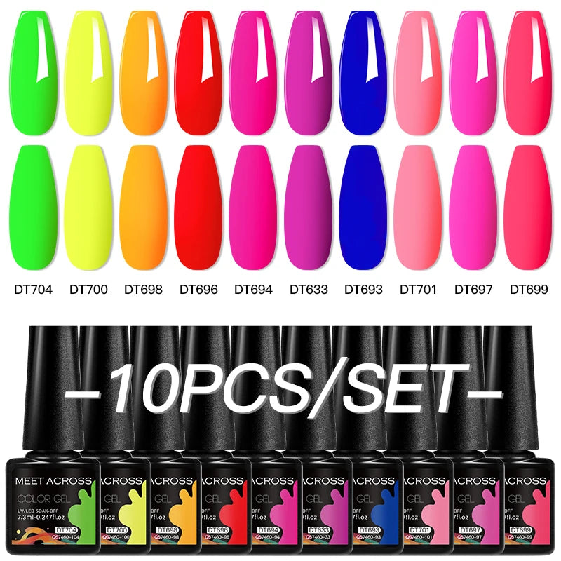 10Pcs Gel Nail Polish Set Macaron Color Semi Permanent UV Gel Varnish For Summer Long Lasting Manicure Kit Soak Off Nail Supplie