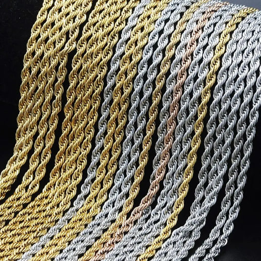 1 Piece Stainless Steel Necklace For Men Women Braided Rope Chain Choker Necklace Gold Color Neck Metal Fashion Jewelry Gift