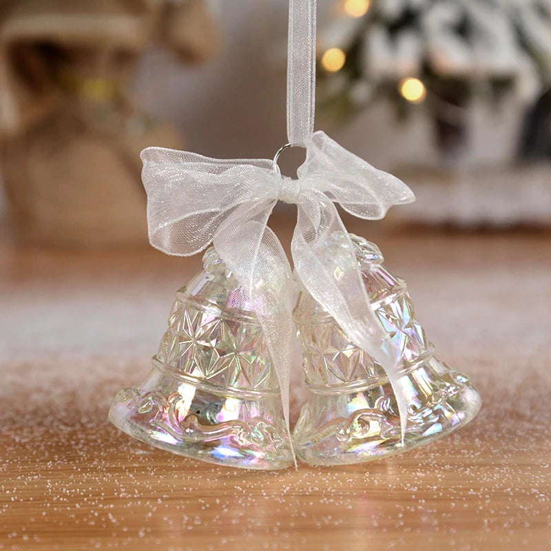 Snowflake Icicle Drop Ornaments Crystal Christmas Tree Transparent Decoration Pendant Xmas Home Tree Decor Hanging New Year 2024