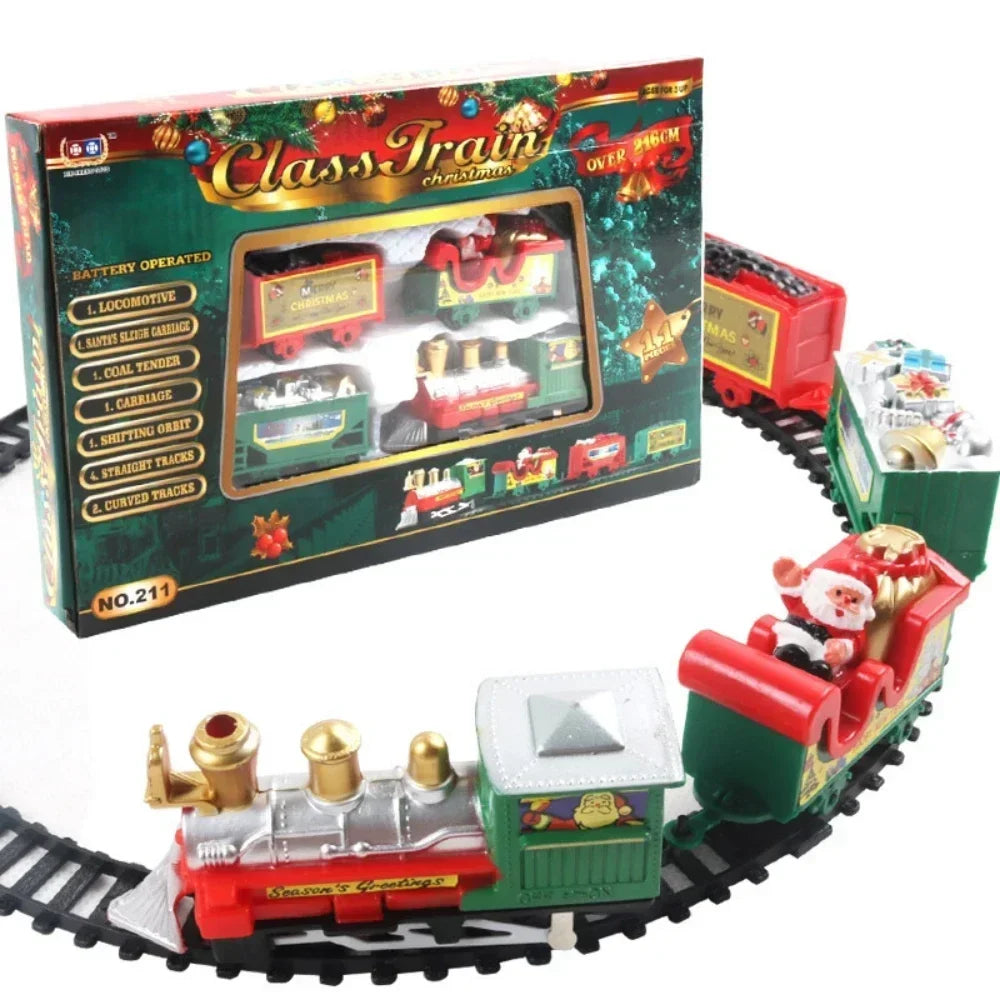 Christmas Electric Train Toy Set Xmas Tree Decoration Train Track DIY Railway Tracks Educational Toys for Kids Party Xmas Gifts