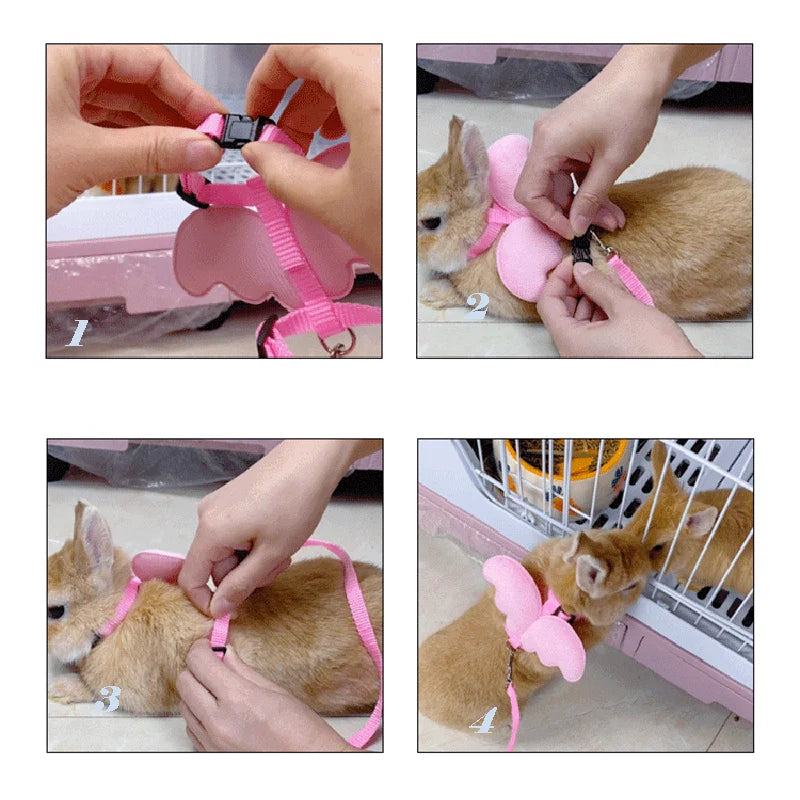 Cute Angel Wing Pet Rabbit Harness and Leash for Cats Rabbits Personalized Rabbit Harnesses Bunny Accessories Hamster Clothes