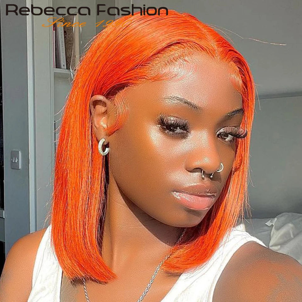 Short Cut Colored Pink Bob T Part Lace Wigs Human Hair Wigs 180D Transparent Ombre Pink Brazilian Straight Lace Front Wigs