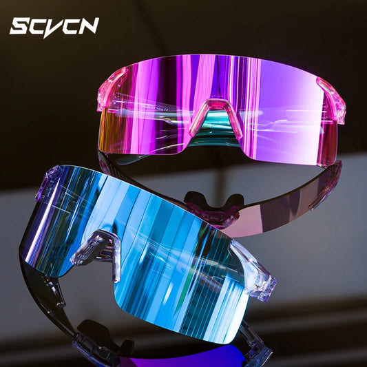 SCVCN New HD Cycling Sunglasses Sports Running Goggles Men's Women Mountain Bicycle Glasses Outdoor UV400 Bike Eyewear