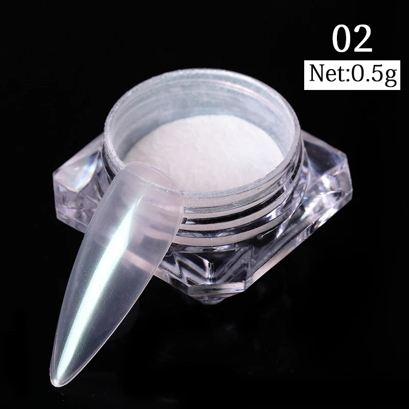 NICOLE DIARY Nail Powder Pigment Pearl White Rubbing on Nail Art Glitter Dust Chrome Aurora Manicure  Decoration DIY