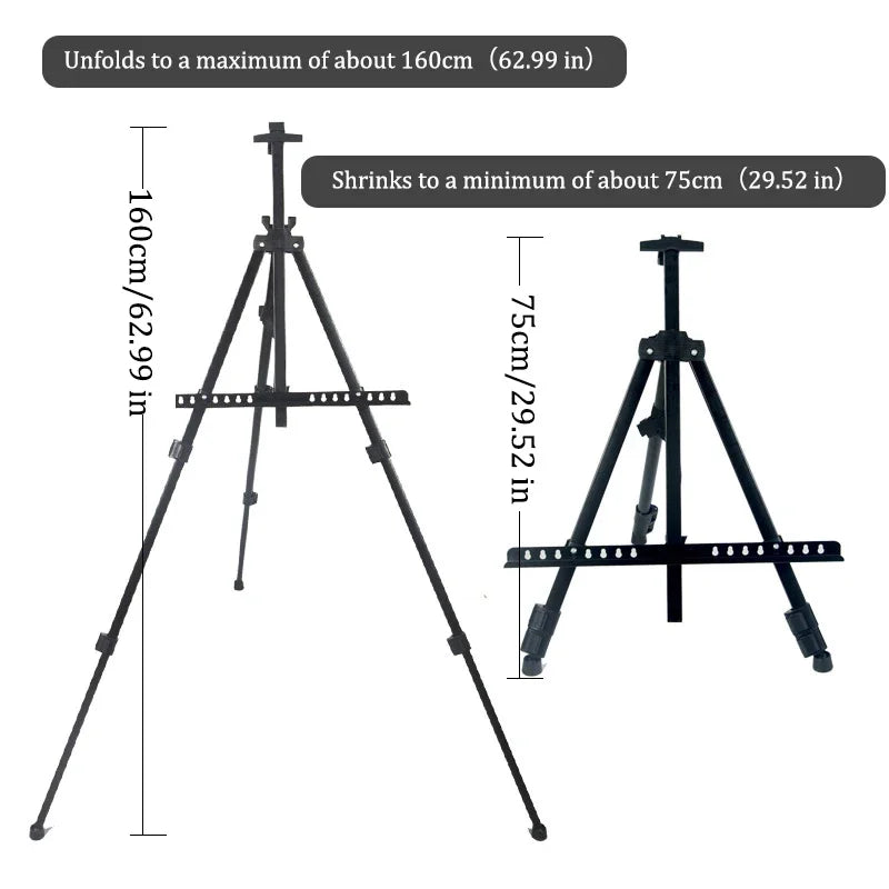 Portable Shrinkable Drawing Board Stand,Metal Easel,Foldable Tripod,Height Adjustable,Art Supplies Sketch tools,160cm Height