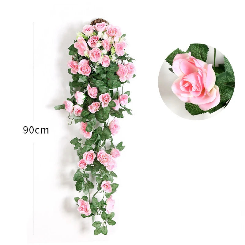 Artificial Hanging Flowers Fake Rose Vine Hanging Plants Faux Flowers for Wall Bedroom Wedding Garden Indoor Outdoor Decoration