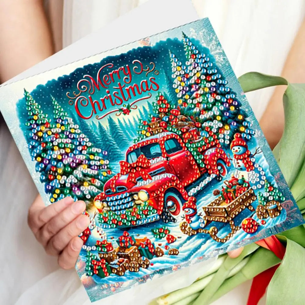 Christmas House Cards 6X Make Rhinestone Painting Cards With Envelopes Christmas Rhinestone Art Painting Greeting Cards For
