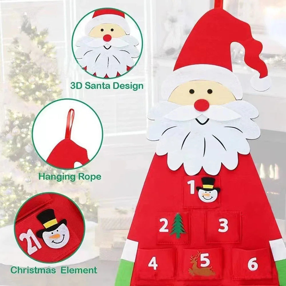 2025 Santa Calendar Holiday Wall Calendar Home Decoration Children Gifts Digital Christmas Tree Non-woven Christmas Countdown