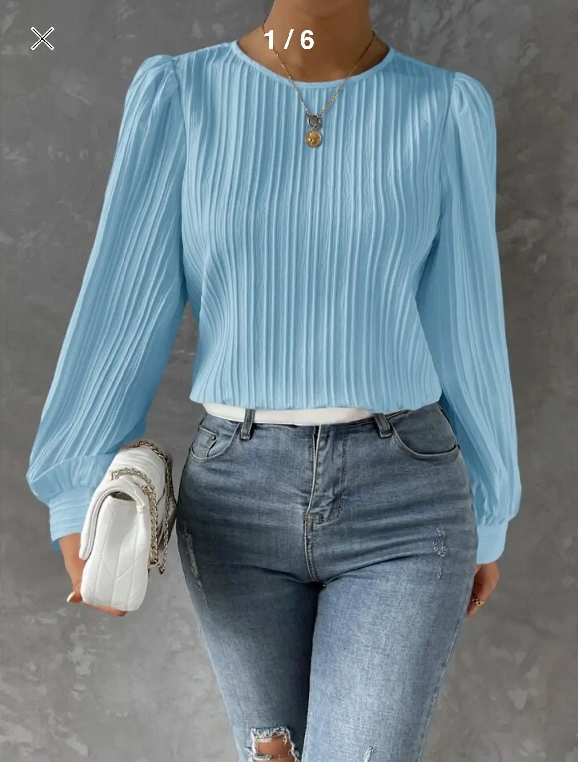 Women's Fall New Casual Shirts Female Solid Round Neck Long Sleeve White Blouses Clothes