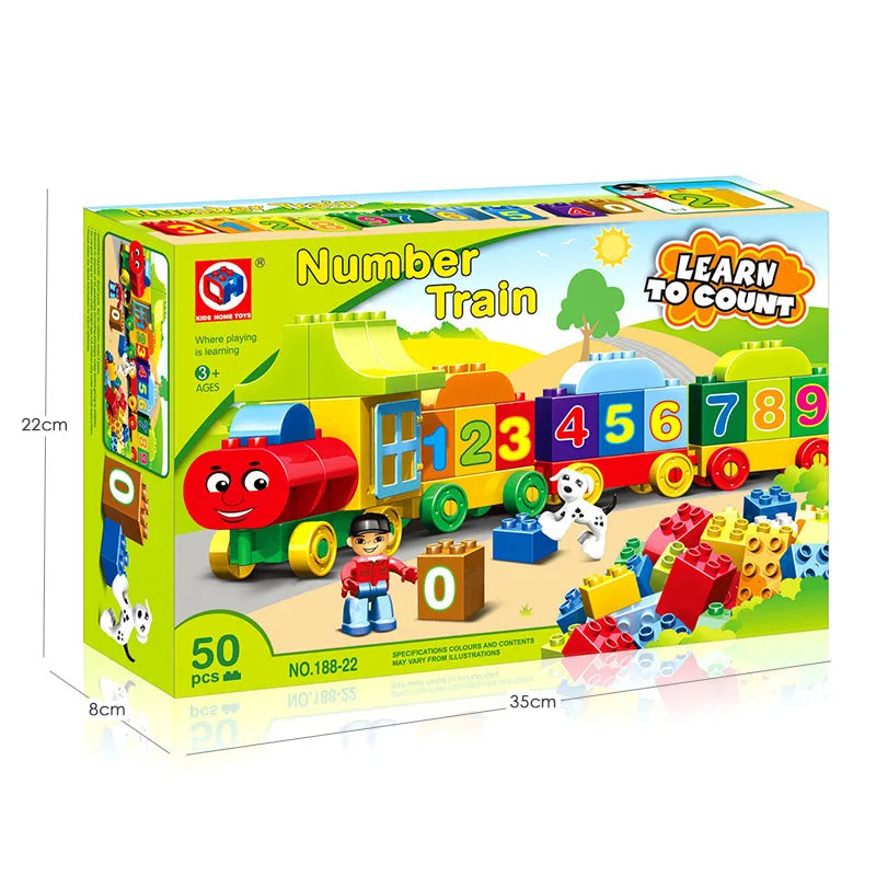 50pcs Duplo Building Blocks Big Size Number City Train Large Particles DIY Bricks Educational Baby Figures Toys Gifts with box