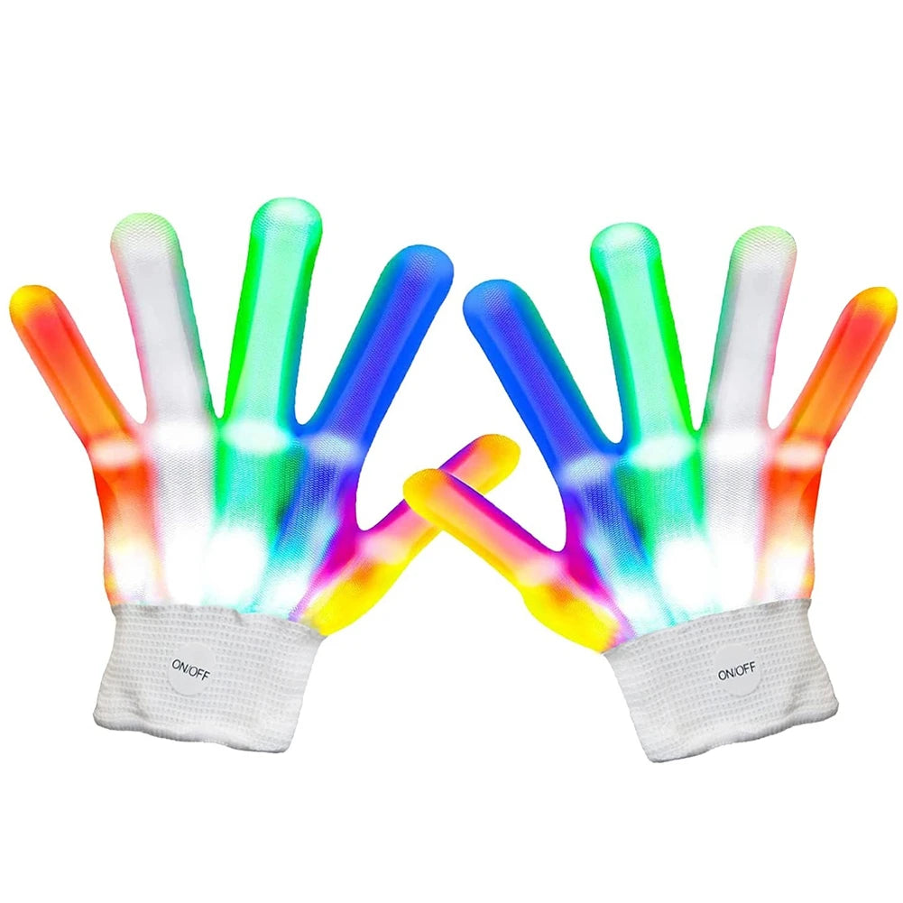 1PC  LED Luminous Gloves Halloween Party Light Props Luminous Flashing Skull Gloves Stage Costume Event Party Light Up Gloves