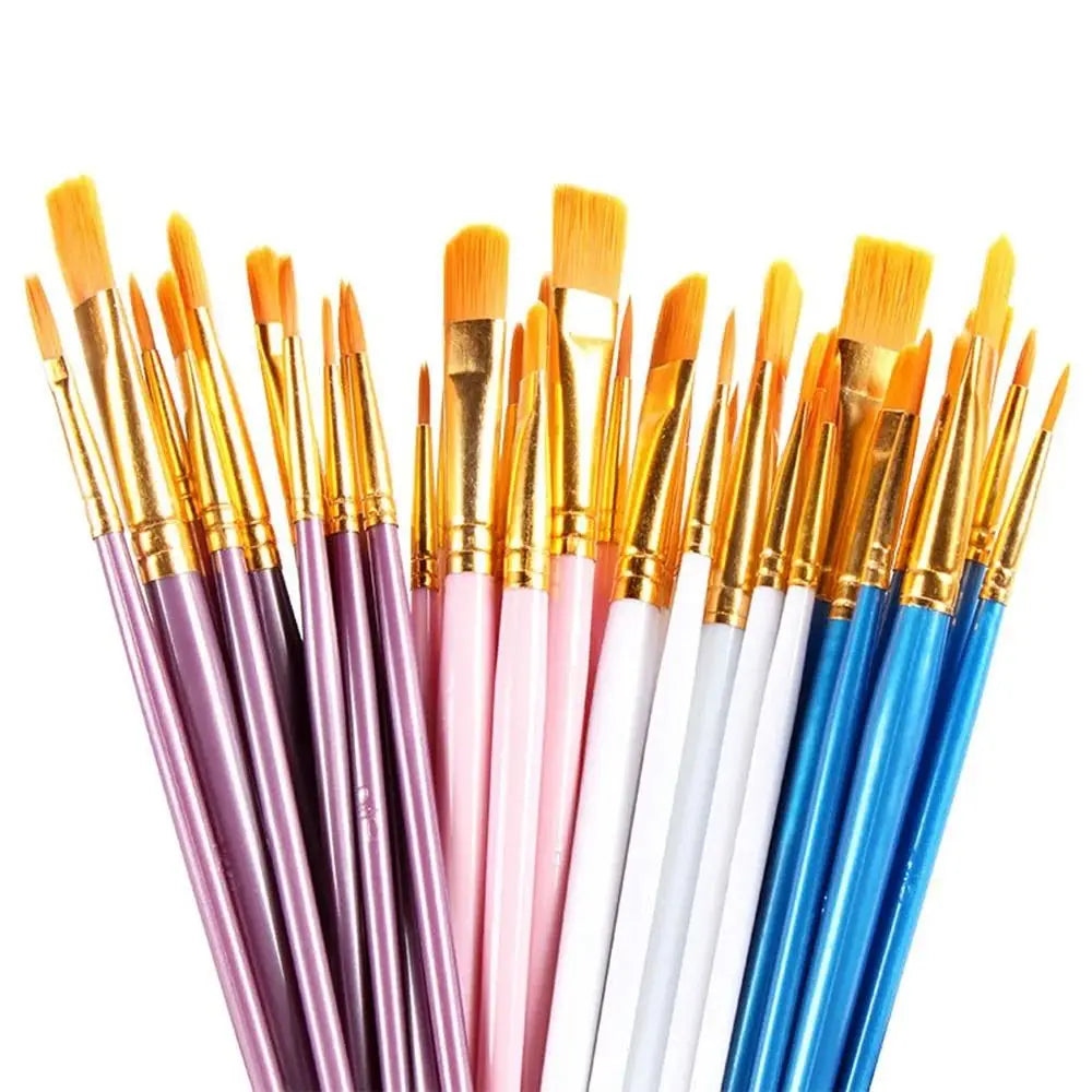 10Pcs/set Professional Artist Paint Brush Set Nylon Hair Watercolor Acrylic Oil Painting Brushes Drawing Art Supply