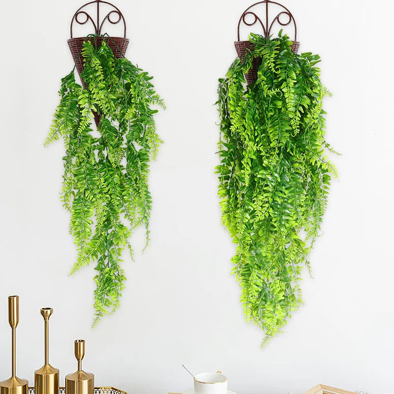 Artificial Plants Green Ivy Garland Persian Fern Leaves Vines Fake Plant Home Room Decor Wedding Party Wall Balcony Decoration