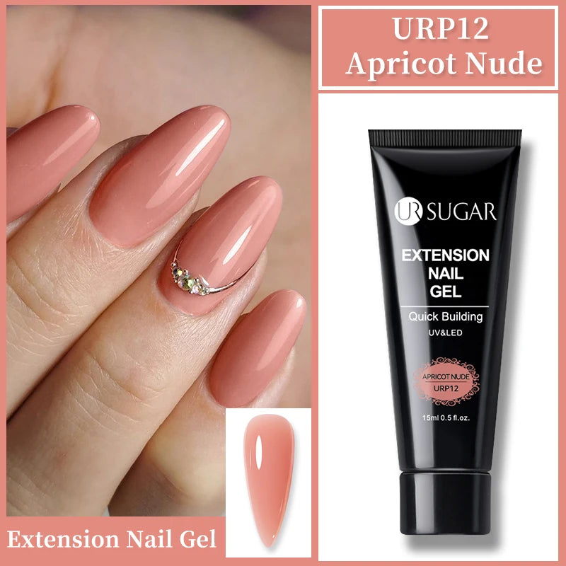 UR SUGAR 15ml Nude Pink Quick Extension Nial Gel Milky Jelly White Nail Gel Polish Semi Permanent Varnish UV LED Extension Gel