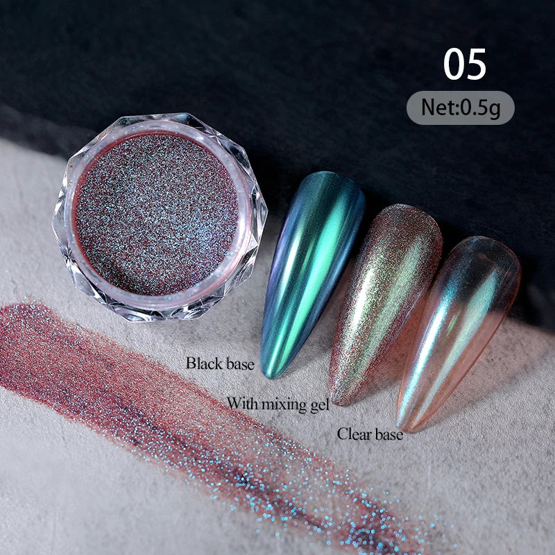 1Box Pearl Nails Glitter Powder Aurora Chrome Pigment Moonlight Shell Mirror Rubbing Dust UV Gel Polish Nail Supplies Decoration