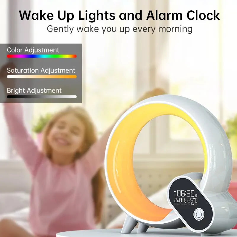 Novelty Smart Q Led Wake Up Light Ambient Light Night Light Dimmable Alarm Clock Wake-up For Children Bedroom Decorative Birthda