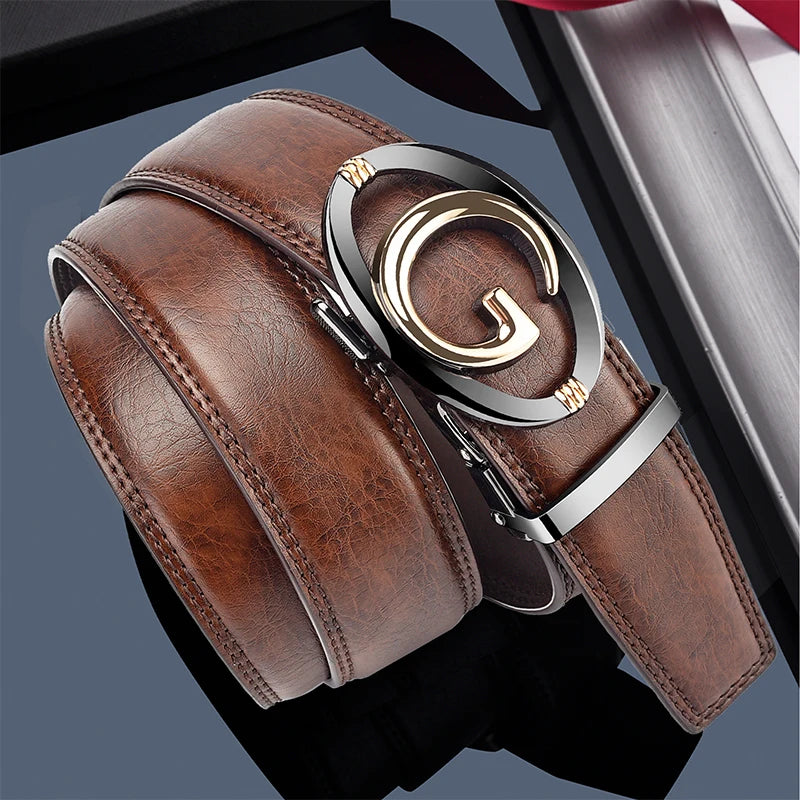 HCDW Black Brown GG belt for men's Automatic genuine leather Golf belt man Fashion Luxury Brand designer Waist belts male Gift