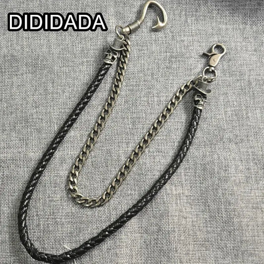 Women Men's Motorcyle Keychain Belt Chains Rock Punk Double chain Cowboy Cowgirls Pants Trousers Chain Biker Wallet Accessories