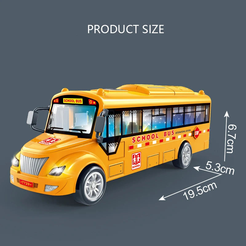 Inertial School Bus Model Car Model Pull Back Toys w/ light Music Cars Vehicle Gifts Kids Boy Toys For Children Birthday