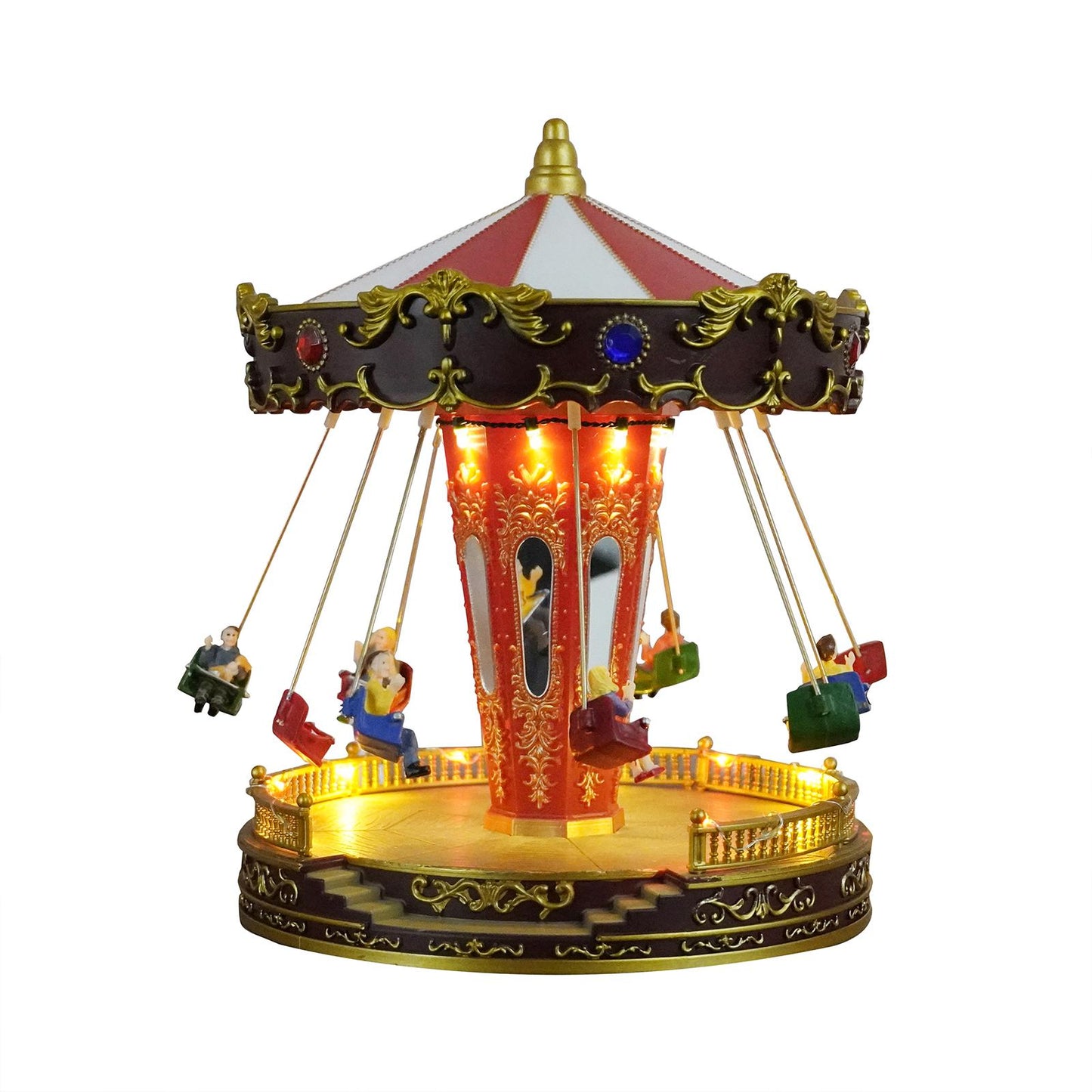 Rotatable LED Christmas Carousel Statue Music Box Decoration Table Centerpiece for Birthday Valentine's Day Children Xmas Gifts