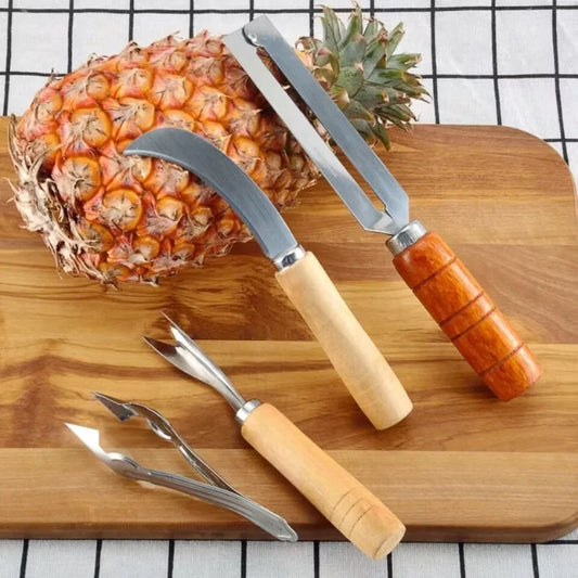 1 Set New Stainless Steel Pineapple Peeler Seed Remover Easy Sugarcane Knife Cutter Vegetable Fruit Salad Kitchen Gadgets