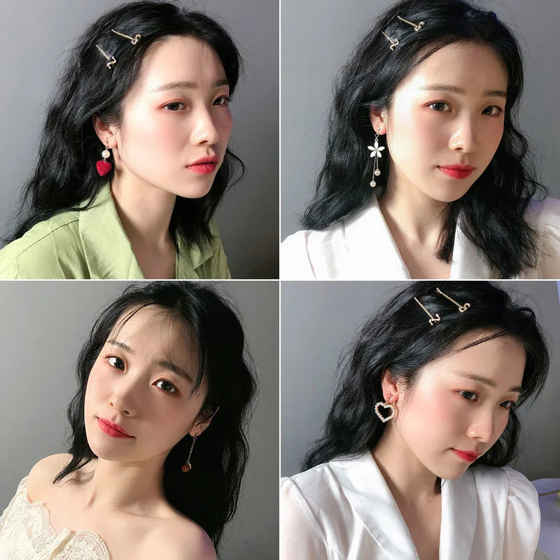 Korean Style Clip on Earrings No Pierced Earrings Women's Party Birthday Fashion Flower Heart Cute Cuff Earrings Ear Clip Gift