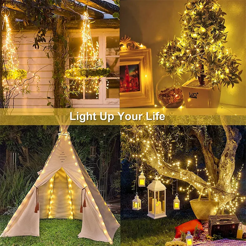 32m/22m/12m/7m Solar Led Lights Outdoor Festoon Led Lamp Solar Garden Outdoor Fairy String Garland Christmas Decor 5/4/3/2/1pack