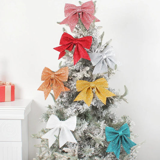 20cm Christmas Bow Christmas Tree Hanging Decoration Classroom Window Home Decor Christmas Jewelry Bow Garland Accessories