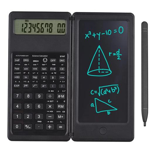 Foldable Calculator & 6 Inch LCD Writing Tablet Digital Drawing Pad With Stylus Pen Erase Button Lock For School Office Business