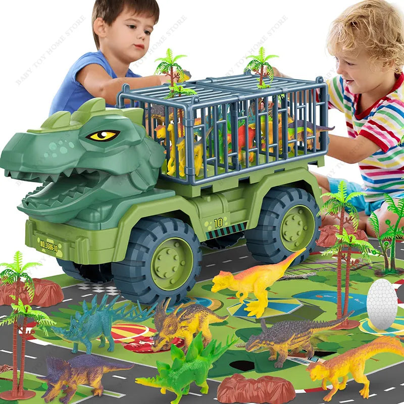 Kids Dinosaur Transport Vehicle Toys Dinosaurs Car Carrier Truck Educational Toy Tyrannosaurus Car Toys Boys with Dinosaur Gifts