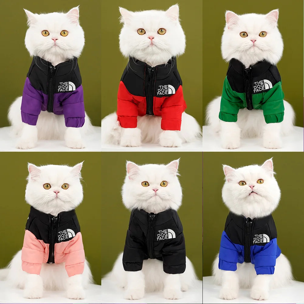 Winter Warm Cat Jacket for Medium Small Cats Cotton French Bulldog Dogs Winter Clothes Windproof Coat Puppy Pet Outfits