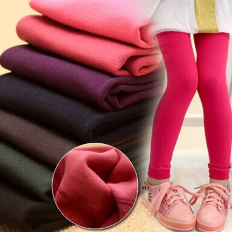 Plus Velvet Children Pants Winter Girls Leggings Warm Leggings For Kids Candy Colors Girls Trousers 3-9 Year Baby Leggins