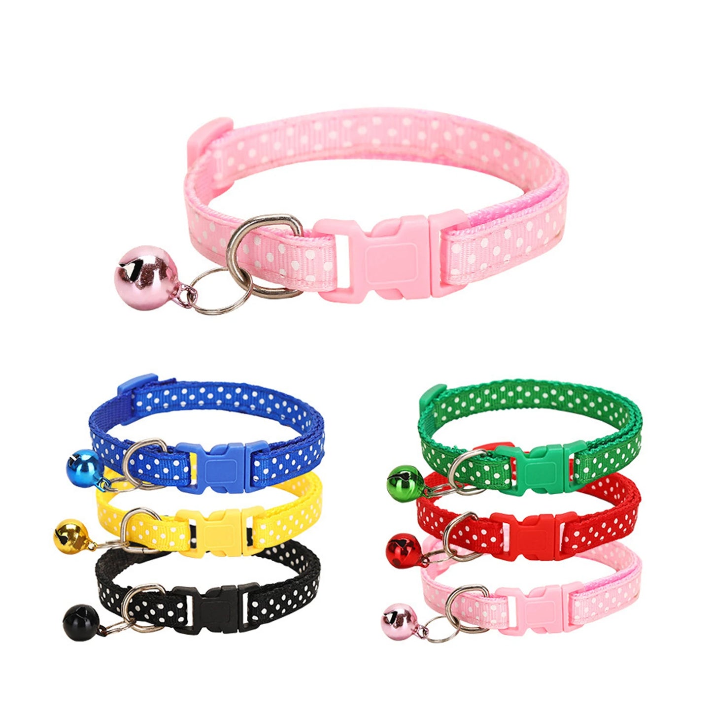 Multi-color Nylon Adjustable Cat Collar Small Large Cat Dog Universal Quick Separation Small Necklace Leash Bell Pet Products