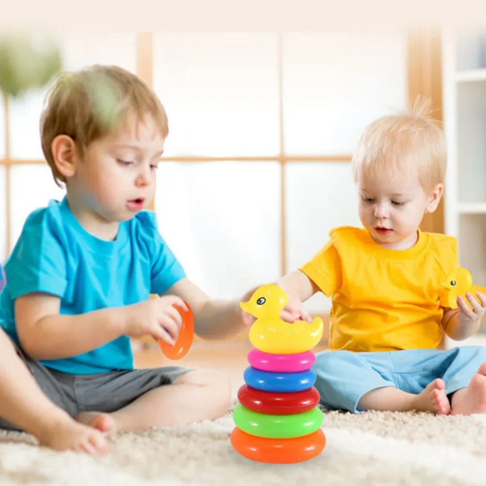 Baby Montessori Toy Rolling Ball Tower Rainbow Stacking Rings Educational Development Games Track Puzzle Hoop Toys for Children